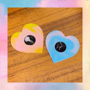 lover mini pink yellow blue heart vinyl