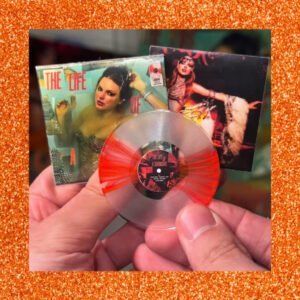 Showgirl mini clear metallic red splatter vinyl